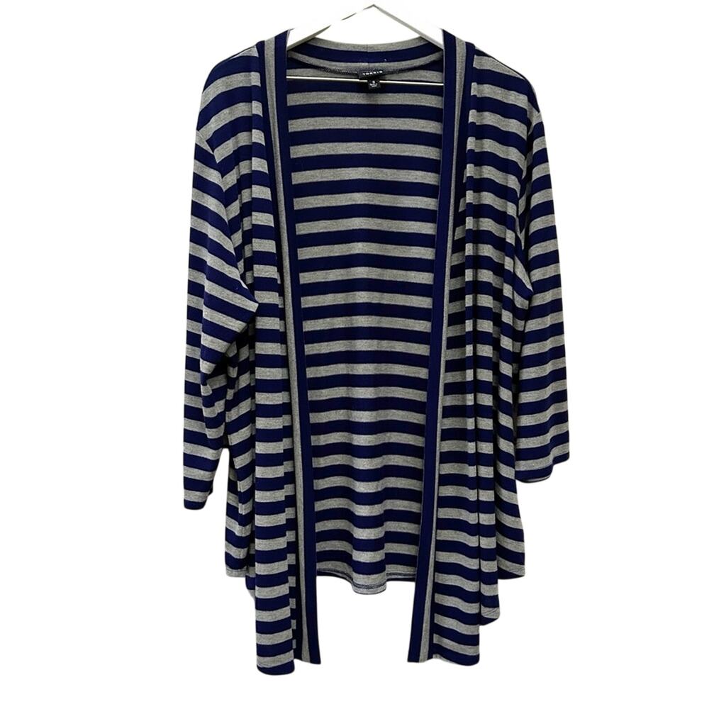 TORRID Blue Grey Striped Open Front Cardigan Womens Plus Size 3 Lightweight